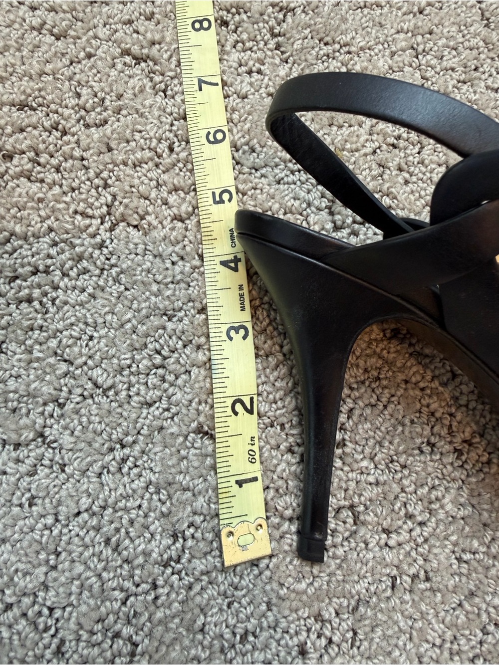 Authentic YSL Saint Laurent Black Leather T-Strap Tribute Platform Heels Sz 38.5 - Picture 8 of 8